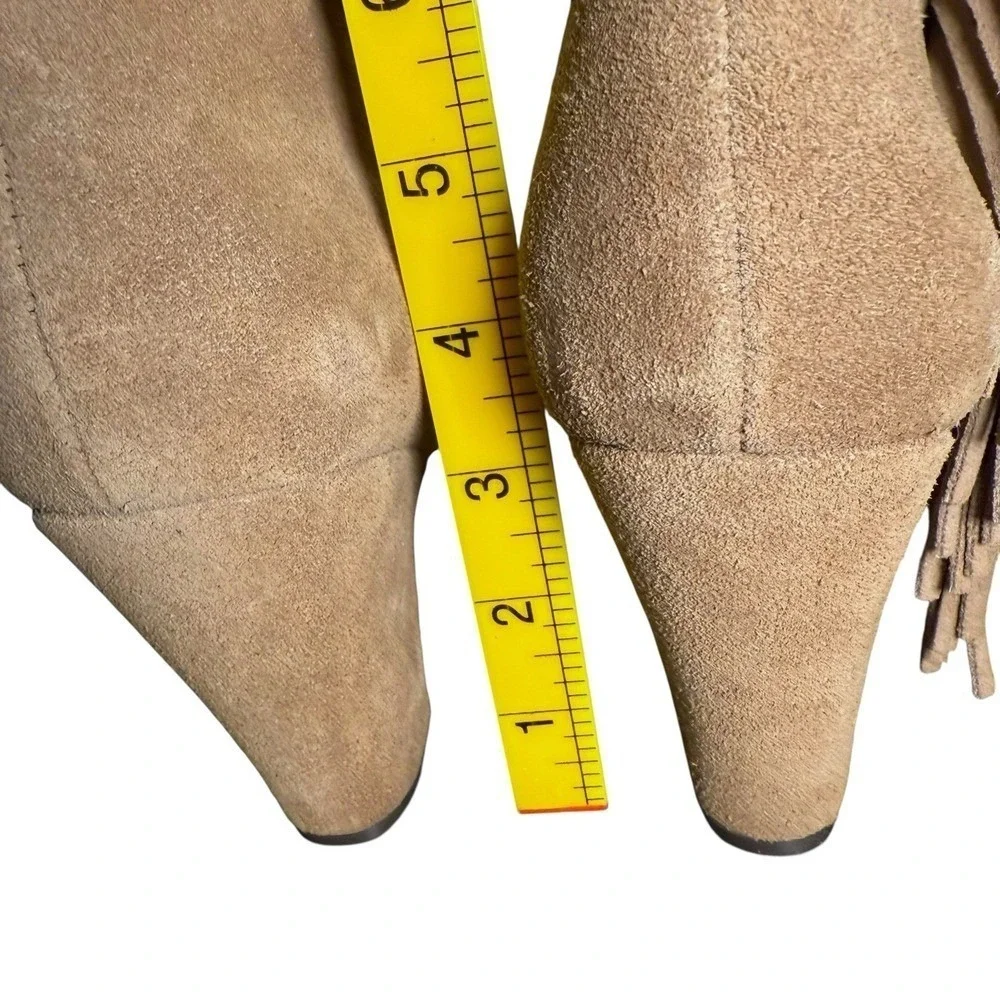 MIA‎ Selina Fringe Ankle Boots Tan Suede Leather Size 8 Boho Western Chic